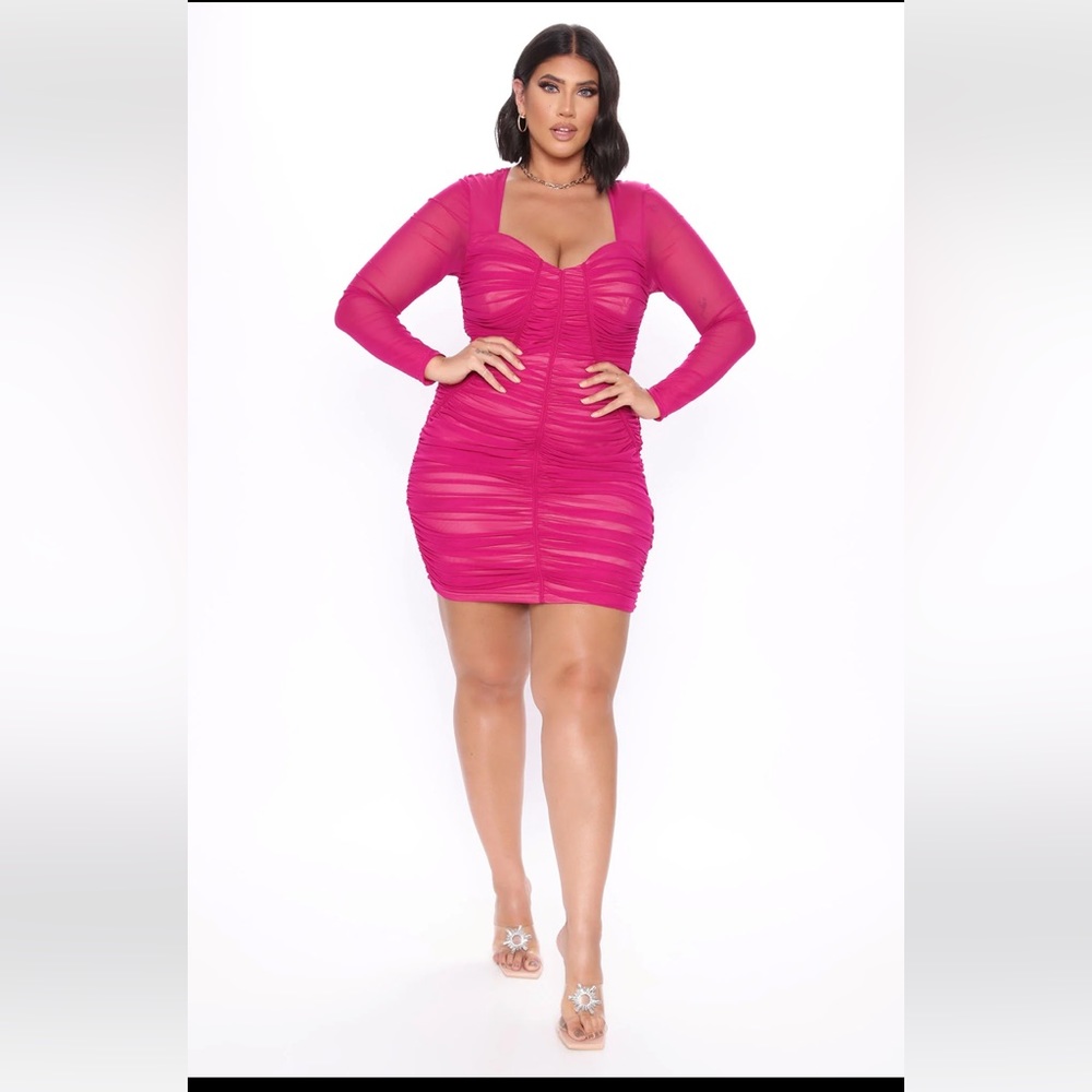 Fashion nova simply satisfying ruched magenta mini dress